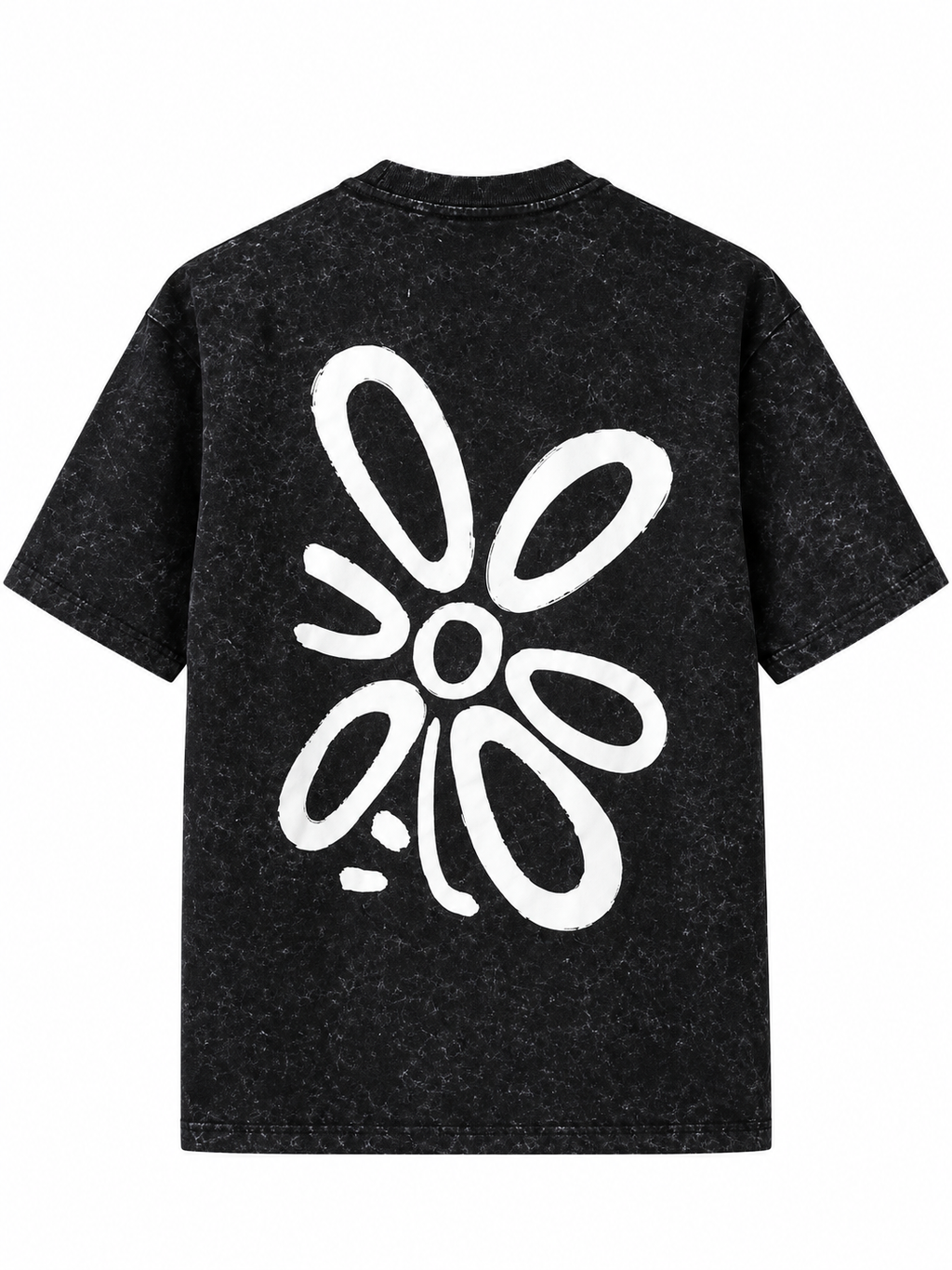 Men's Black Acid Wash Oversized T-Shirt with Graphic Print | DALLAZZO