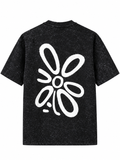 Men's Black Acid Wash Oversized T-Shirt with Graphic Print | DALLAZZO