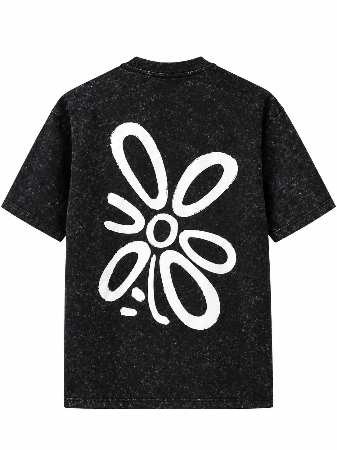 Men's Black Acid Wash Oversized T-Shirt with Graphic Print | DALLAZZO