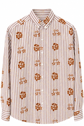 Brown Floral Striped Premium Casual Shirt