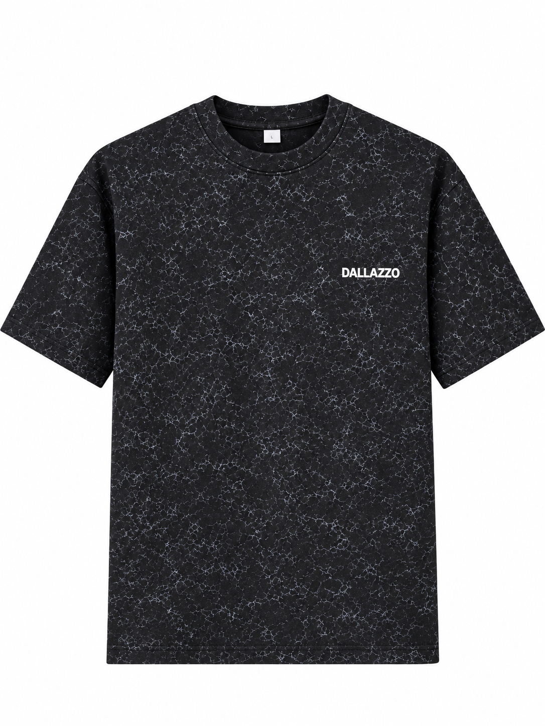 Men's Black Acid Wash Oversized T-Shirt with Graphic Print | DALLAZZO