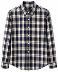 Dark Navy Blue & Cream Check Full Sleeve Shirt