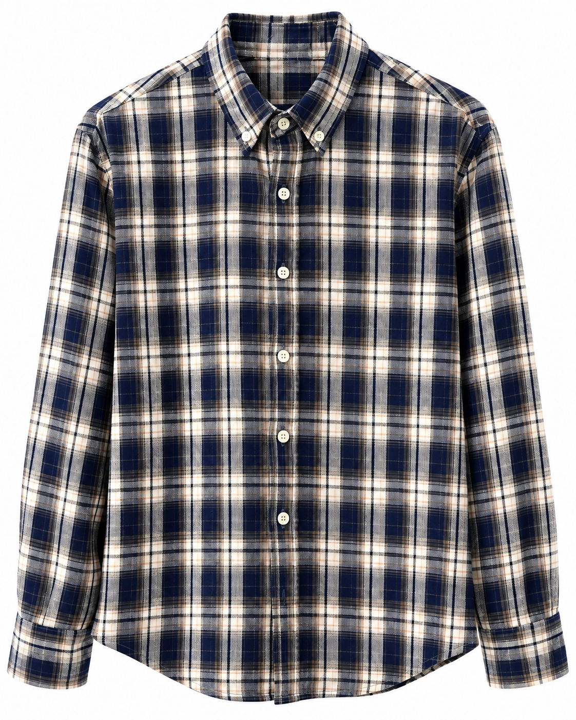 Dark Navy Blue & Cream Check Full Sleeve Shirt