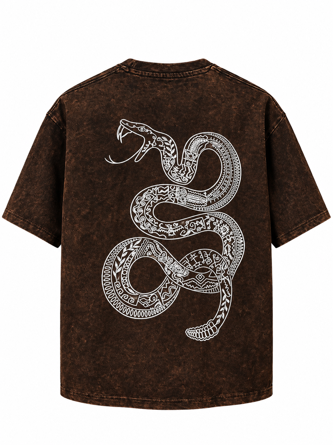 Brown Acid Wash Oversized T-Shirt – Vintage Snake Graphic