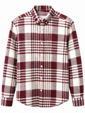 Burgundy & White Premium Checked Flannel Shirt