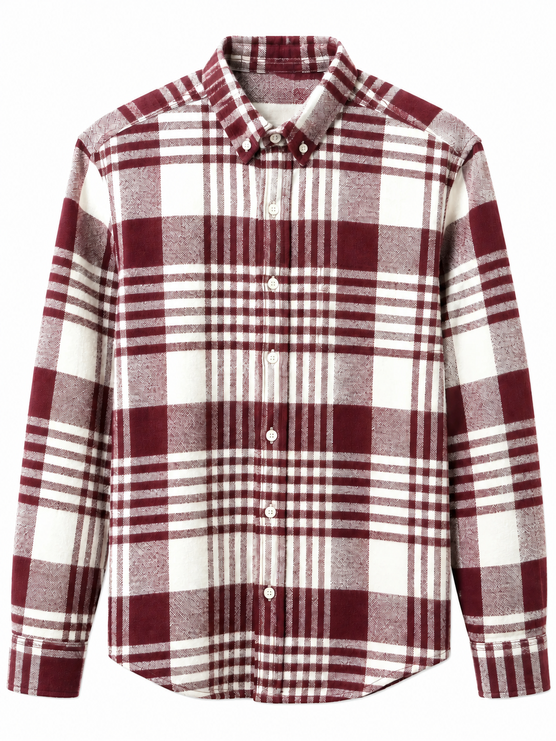 Burgundy & White Premium Checked Flannel Shirt