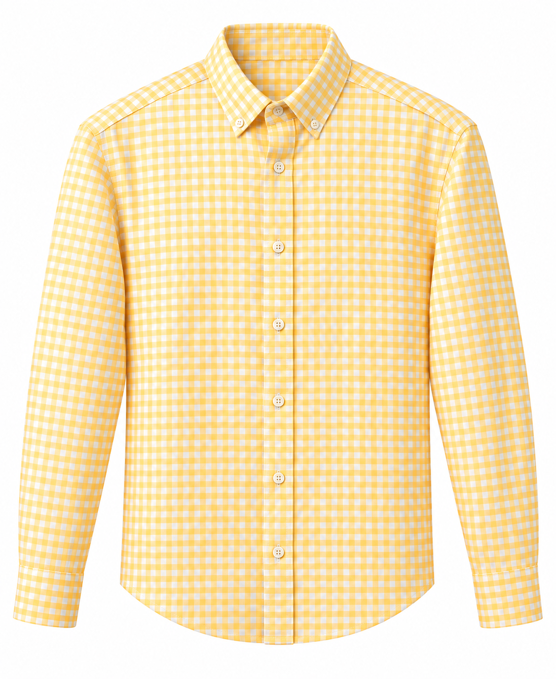 Men's Yellow & White Gingham Check Shirt | DALLAZZO