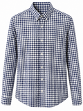 Navy Blue & White Gingham Check Full Sleeve Shirt