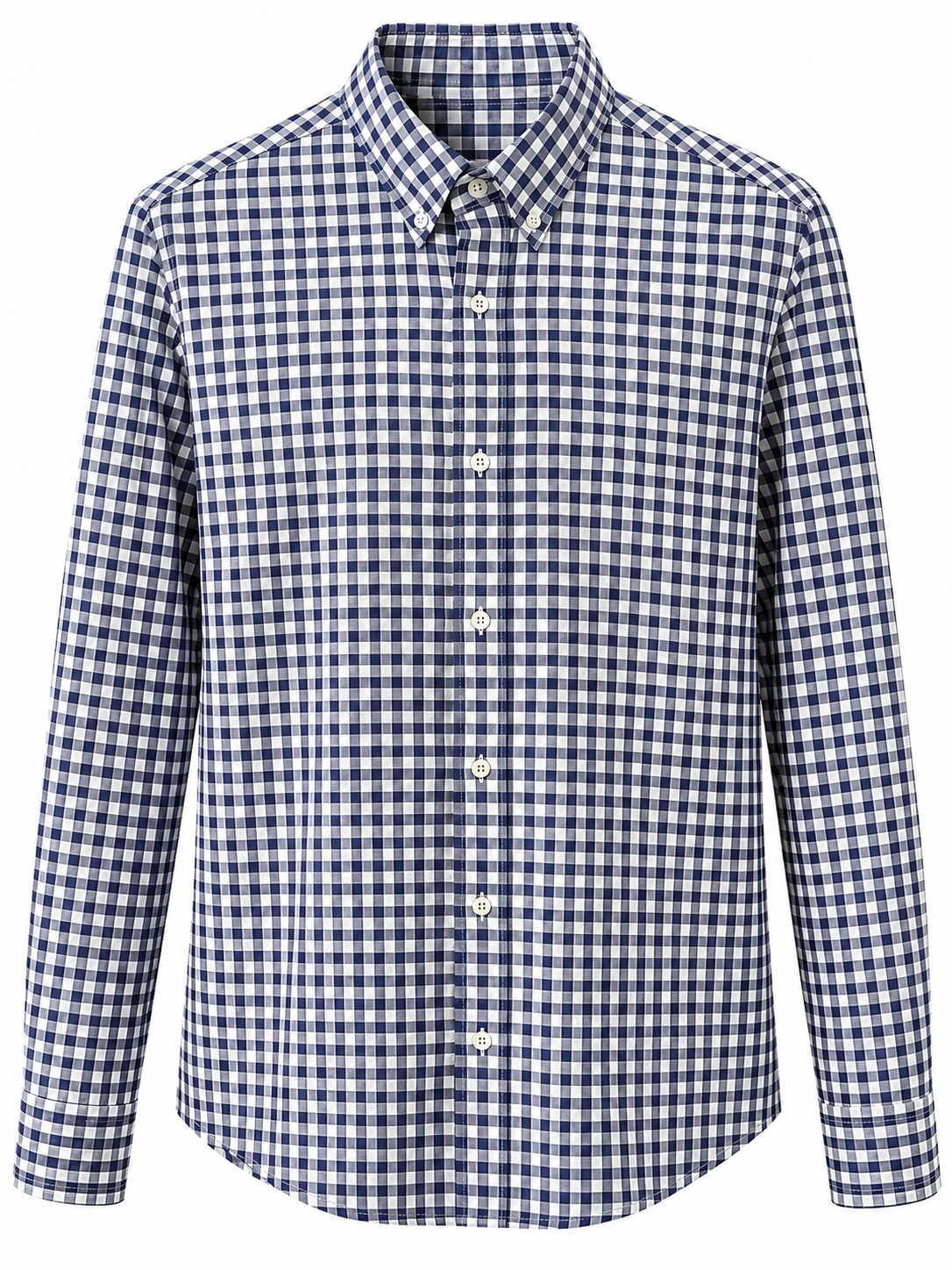 Navy Blue & White Gingham Check Full Sleeve Shirt