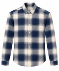 Men's Navy Blue & Cream Check Shirt | DALLAZZO